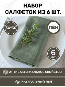 BLS6-7580-75801 Набор льняных сервировочных салфеток на стол 6 шт.