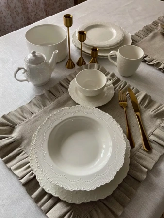 BLS6-7594-75941 Комплект льняных салфеток 45x40 с рюшами 2шт