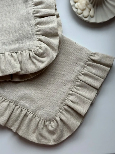 BLS6-7594-75941 Комплект льняных салфеток 45x40 с рюшами 2шт